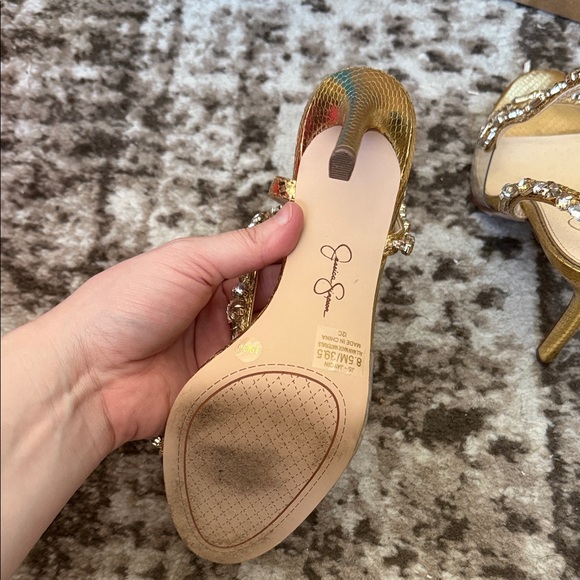 Jessica Simpson Gold Rhinestone Heels - Picture 4 of 11